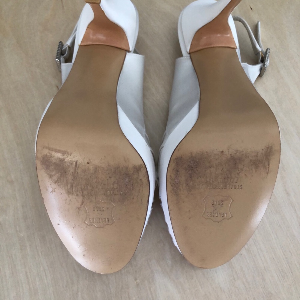 Stuart Weitzman Glowicky Ivory Satin Pumps Size 9 - Picture 4 of 8